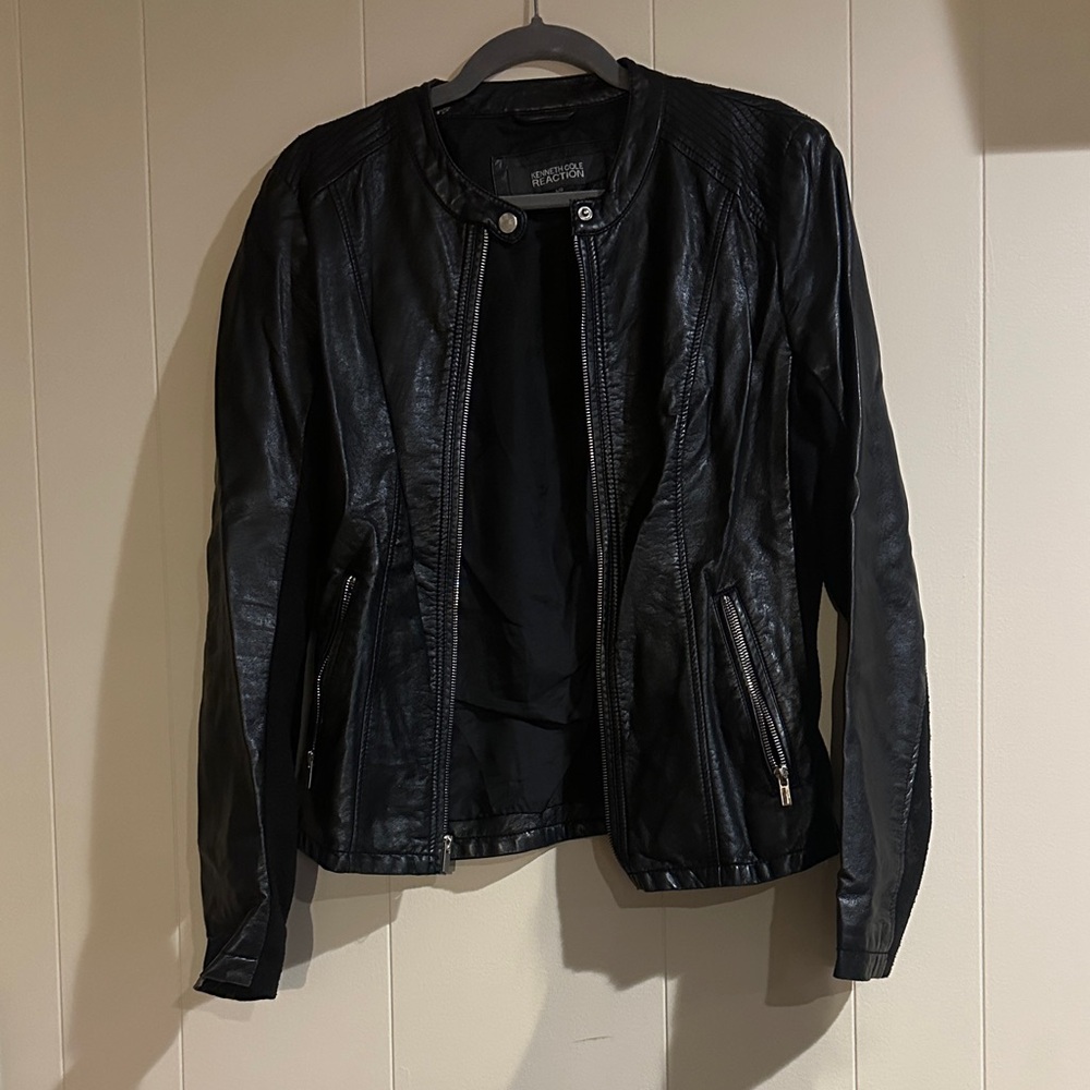 Kenneth Cole Reaction Black Leather Jacket